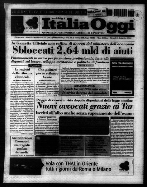 Italia oggi : quotidiano di economia finanza e politica